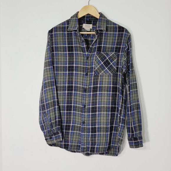 Boston Traders Long Sleeve Button Down Shirt Plaid Flannel Collared Casual Med - Picture 1 of 11